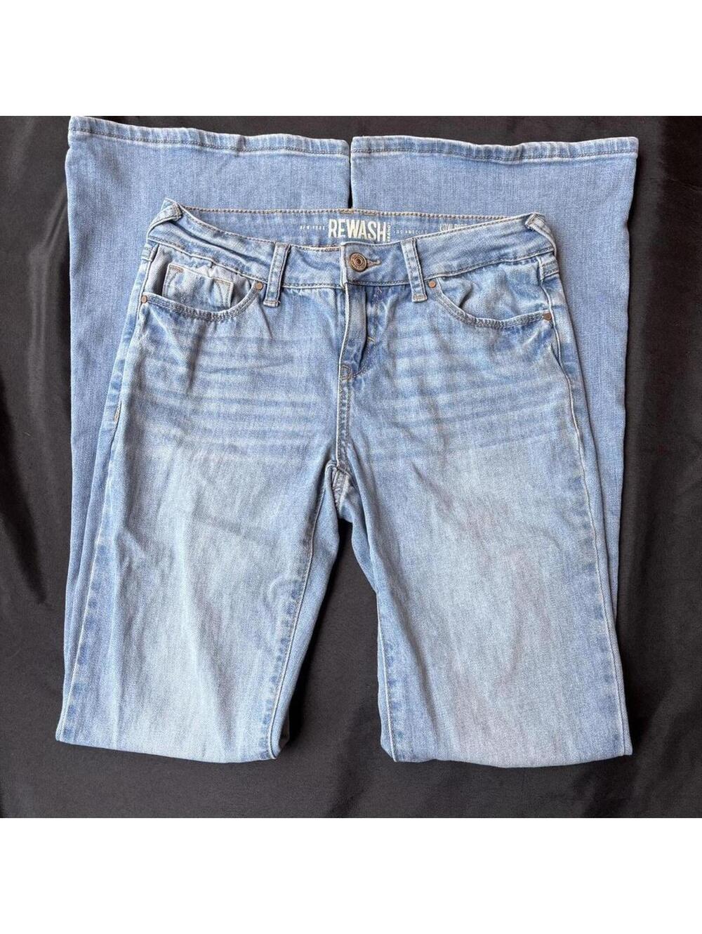 low rise flare jeans light wash rewash denim